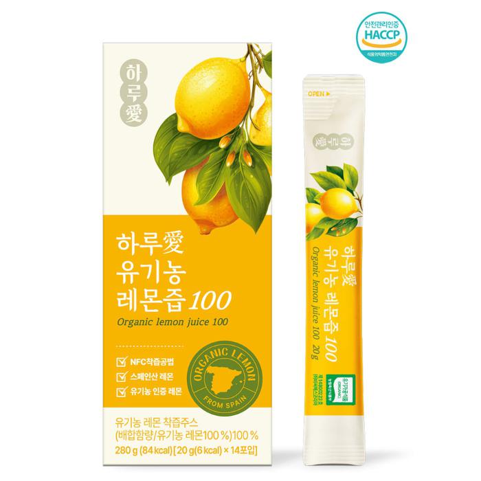 유기농 레몬 생강즙 원액 100% 스틱 레몬수 레몬물 주스 10박스 140포