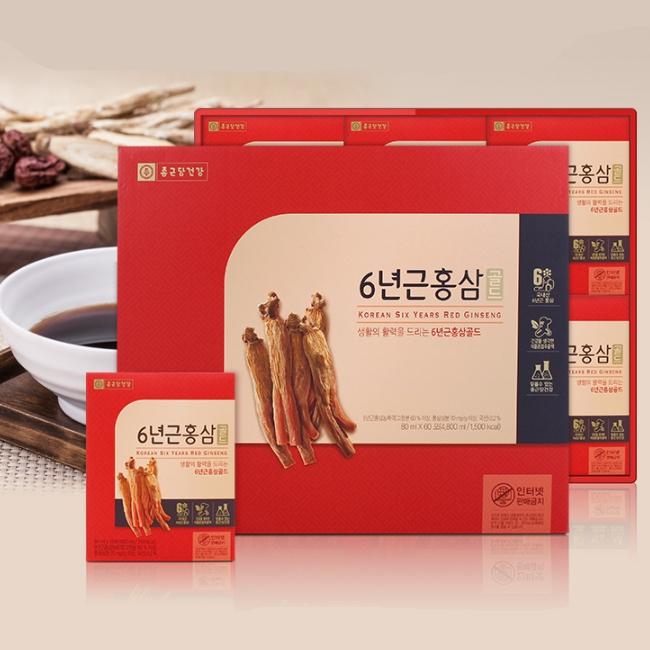종근당건강 홍삼액 6년근 홍삼골드 80ml x 60포 명절 추석 선물세트