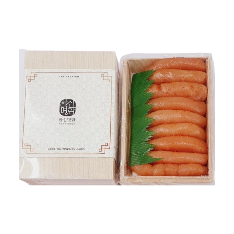 한신씨푸드 무색소 저염 숙성 프리미엄 명란 선물세트 목상자 500g 명란젓