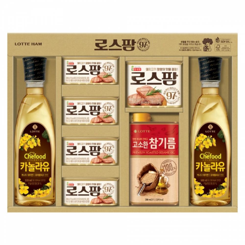 명절선물세트 롯데푸드 로스팜 카놀라유 참기름 햄 스팸 선물세트