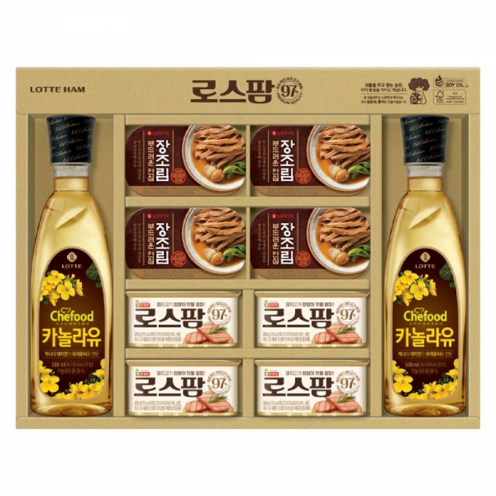 명절선물세트 롯데푸드 카놀라유 로스팜 장조림 3호 햄 스팸 선물세트